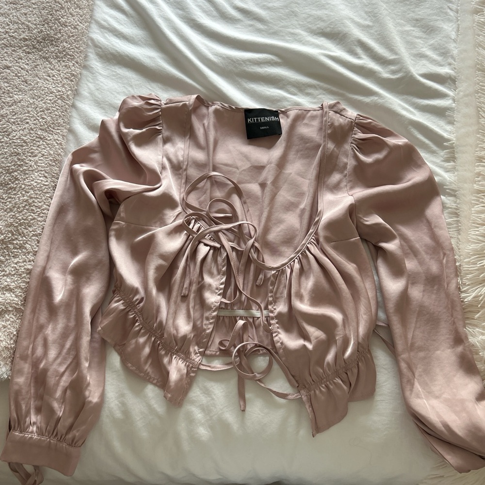 Kittenish Women's Blush Satin Blouse
